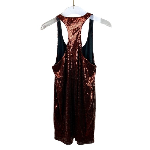 French Connection Sleeveless Bronze Sequins Dress 10 - Picture 7 of 7